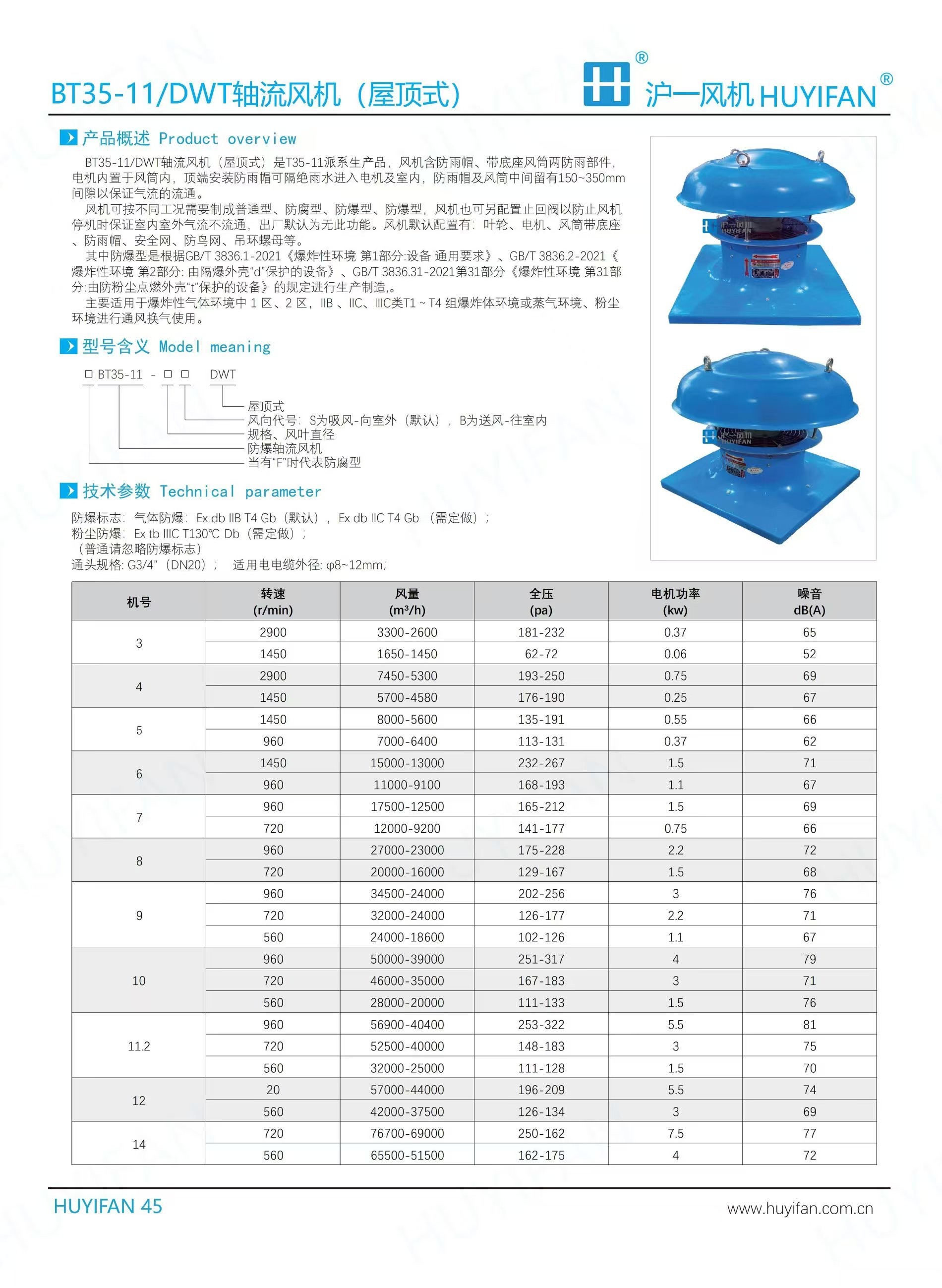 防爆防腐DWT轴流风机 浙江沪一风机厂家